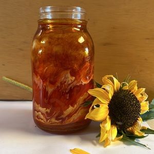 32oz Handcrafted Orange Mason Jar